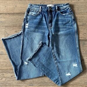 Flying Monkey Distressed Ultra High Rise Straight Leg Jeans
